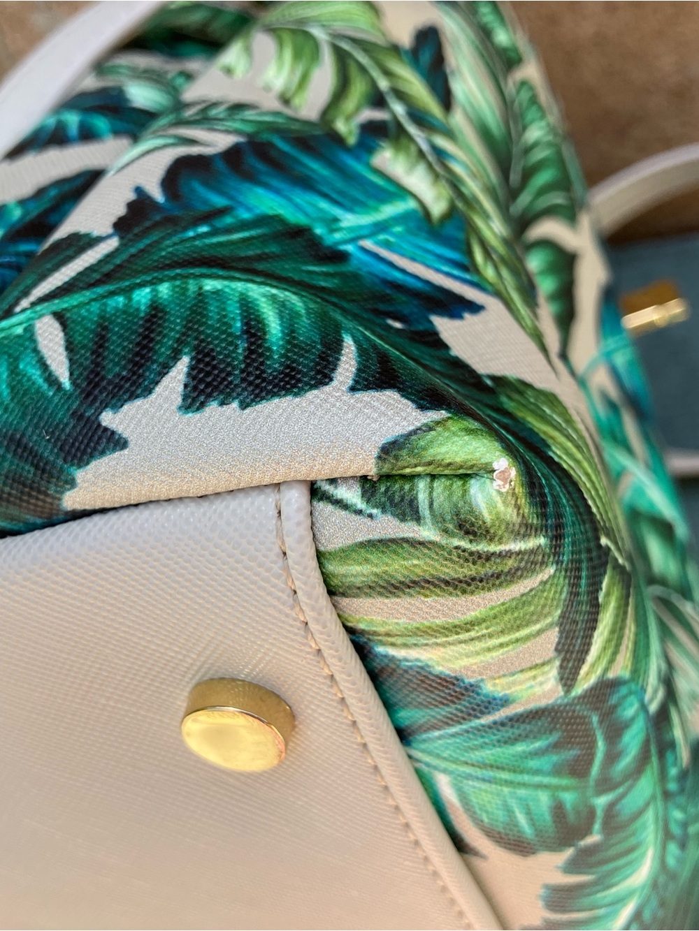 Sam Edelman Tropical Leaf Print Lois Crossbody with Bamboo Handle - Picture 10 of 16